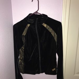 Comfy velvet gymnastics warm up.